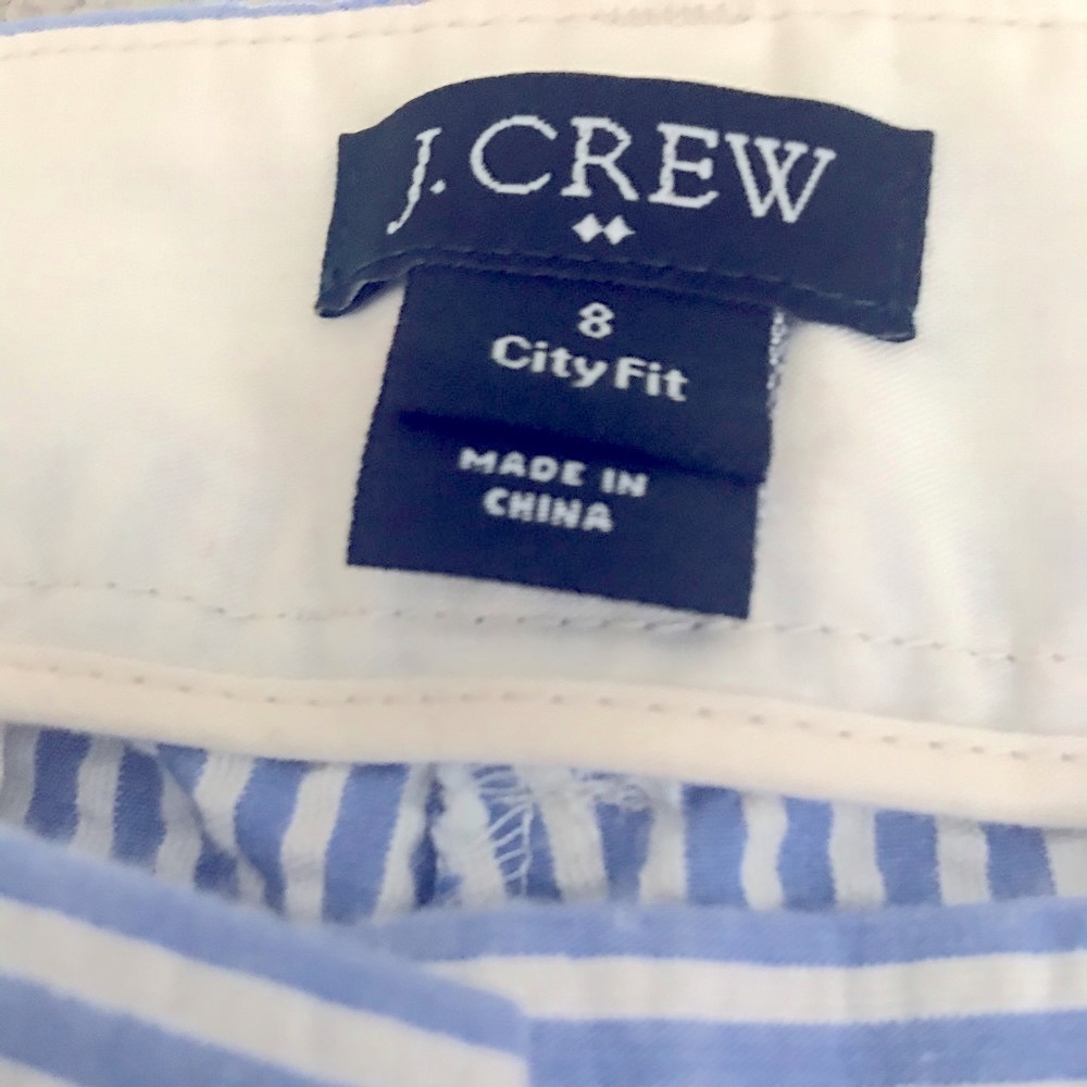 Light Blue & White Stripe Womens Pull-On Trousers - Picture 3 of 5